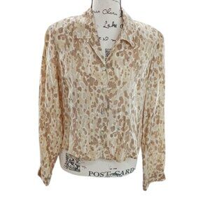 CHRISTIE & Jill Blouse Animal Print Silk Vintage 80s Womens Size 14 Petite